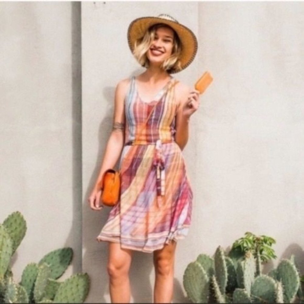 Anthro Cecilia Prado Rainbow Knit Tank Dress